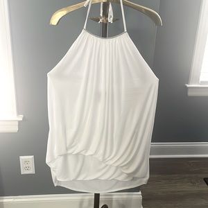WHBM sleeveless white top with silver neck embellishment - size S